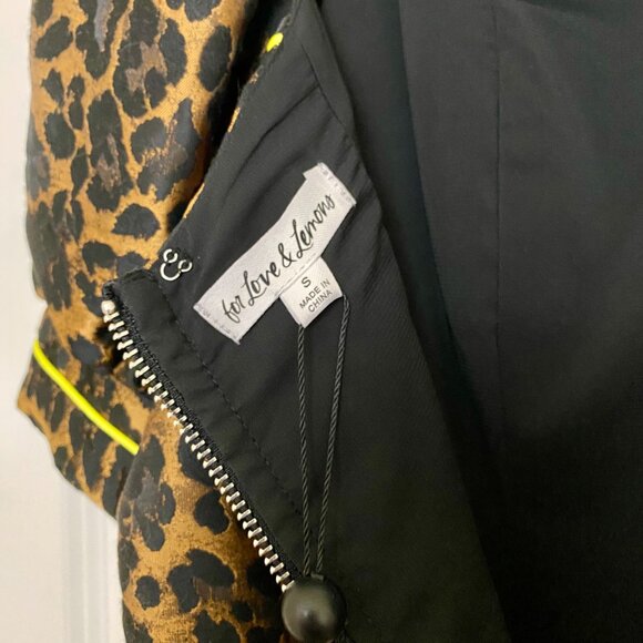 NWT For Love & Lemons Leopard Print and Neon Yellow Mini Dress, SMALL - Picture 6 of 12